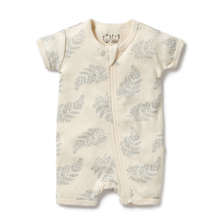 Organic Pointelle Boyleg Zipsuit - Forever Ferns