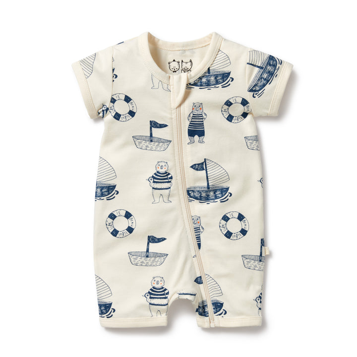 Organic Boyleg Zipsuit - Nautical Bear