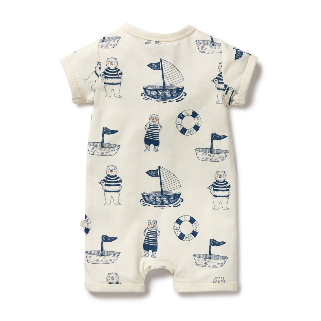 Organic Boyleg Zipsuit - Nautical Bear