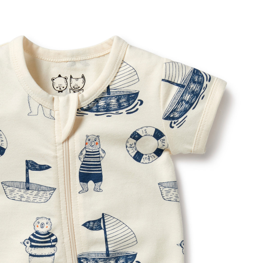 Organic Boyleg Zipsuit - Nautical Bear