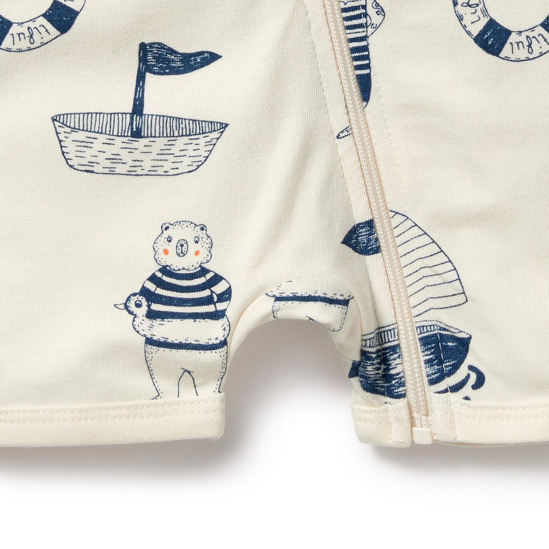 Organic Boyleg Zipsuit - Nautical Bear