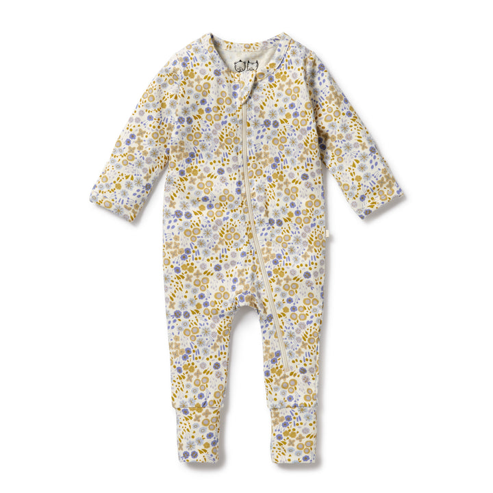 Organic Zipsuit with Feet - Little Meadow