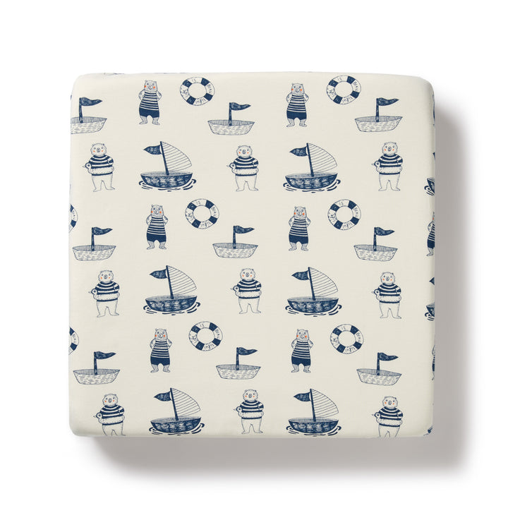 Organic Bassinet Sheet - Nautical Bear