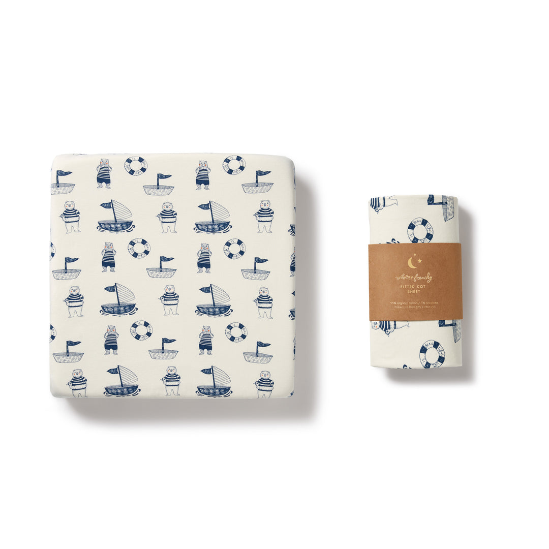 Organic Bassinet Sheet - Nautical Bear