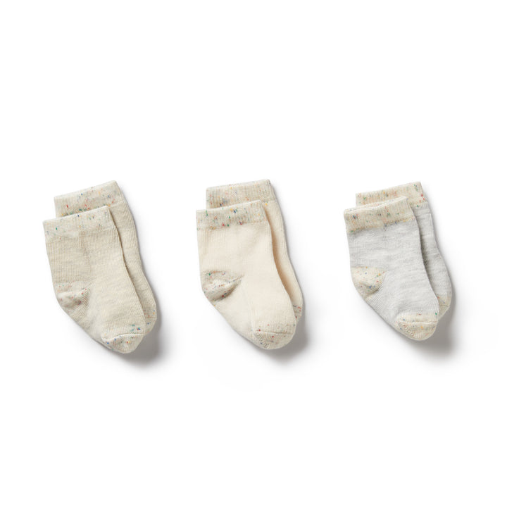 Organic 3 Pack Baby Socks - Cream, Oatmeal, Grey Cloud