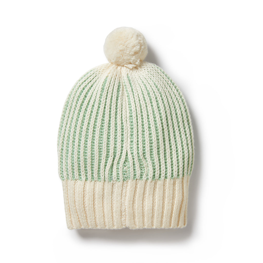 Mint Green Knitted Ribbed Hat