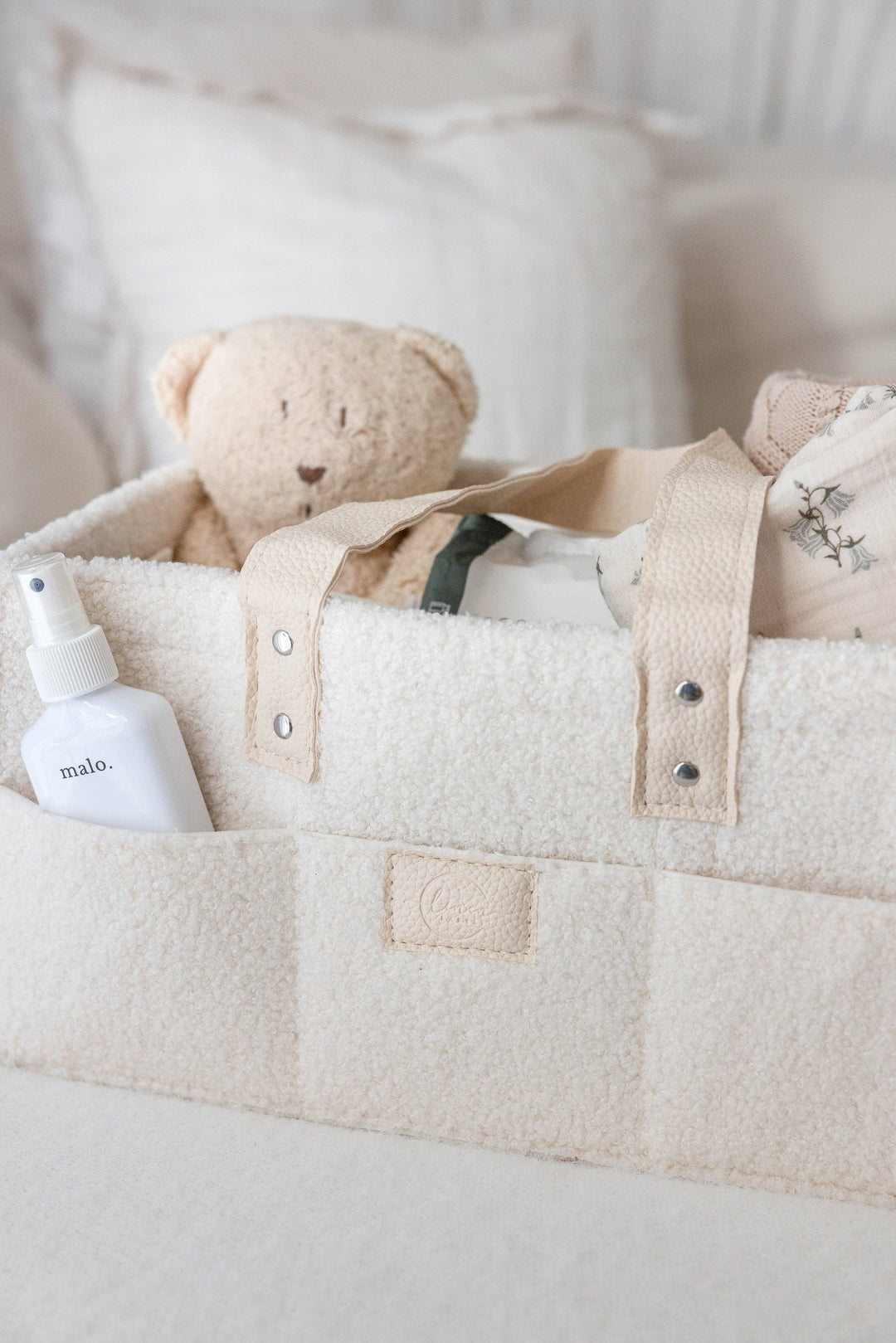 Side Pocket Nappy Caddy - Snow