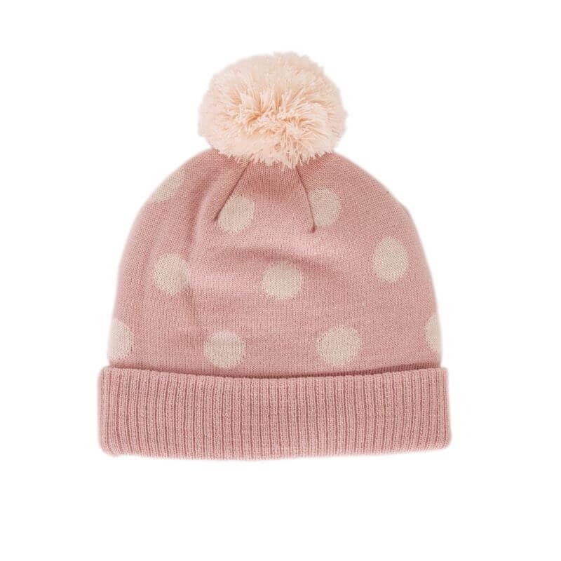 Acorn Kids Raindrops Merino Beanie - Dusty Pink - kateinglishdesigns