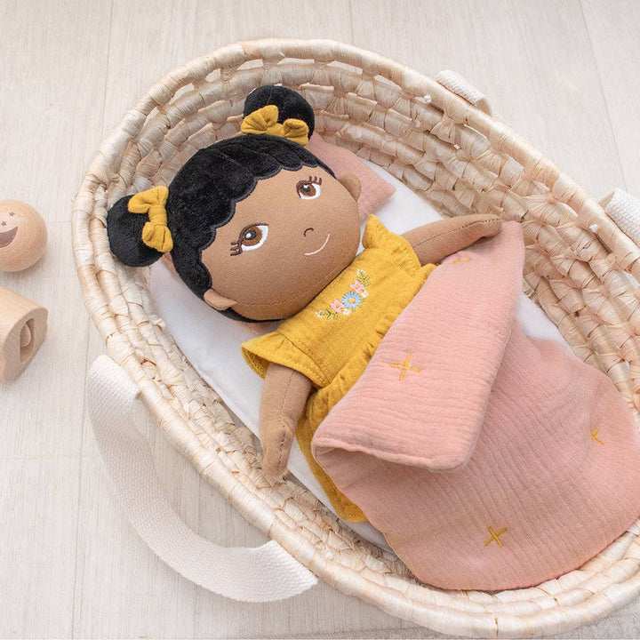 Rattan Doll Moses Basket Set - Blush