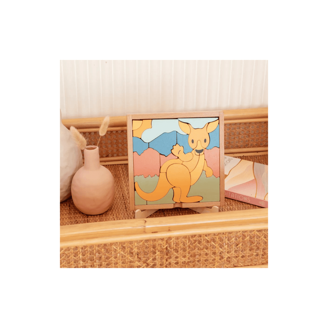 Coen the Kangaroo 3 inWwooden Block Puzzle - kateinglishdesigns