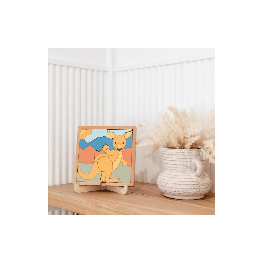 Coen the Kangaroo 3 inWwooden Block Puzzle - kateinglishdesigns