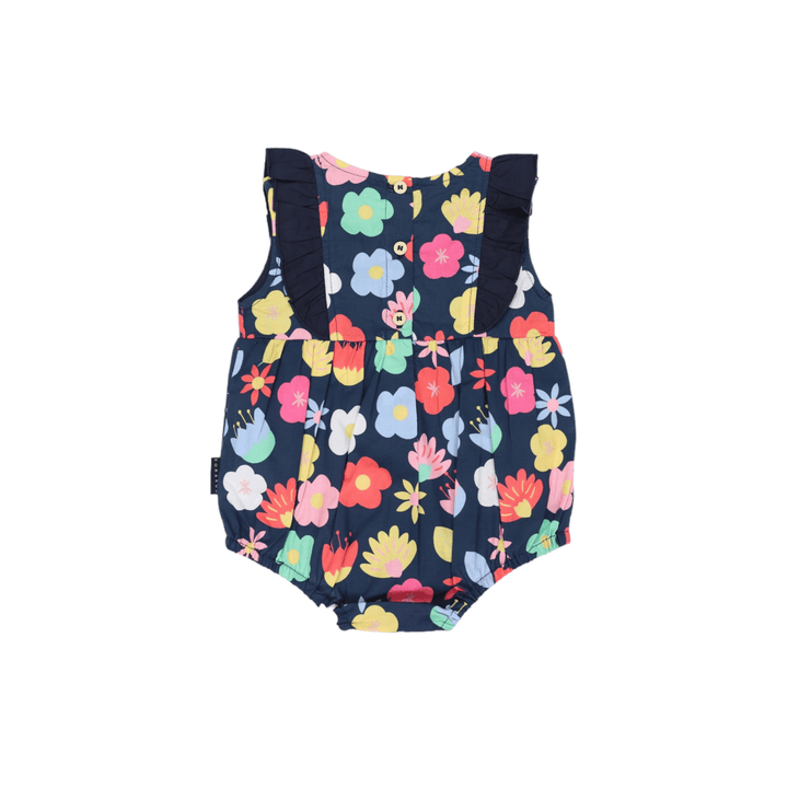 Korango Poplin Flower Frill Sunsuit - Navy - kateinglishdesigns