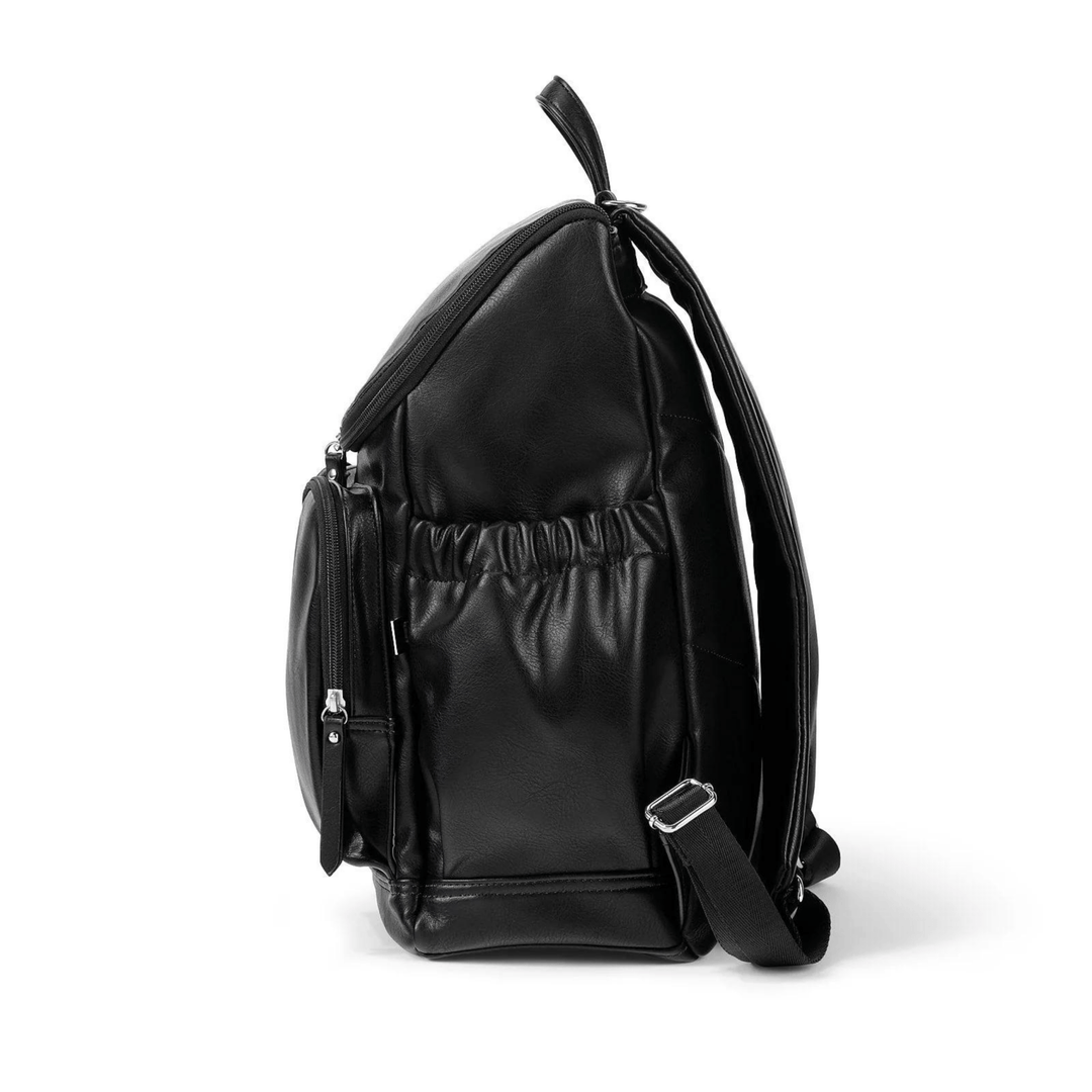 OiOi Signature Nappy Backpack - Black Faux Leather - kateinglishdesigns