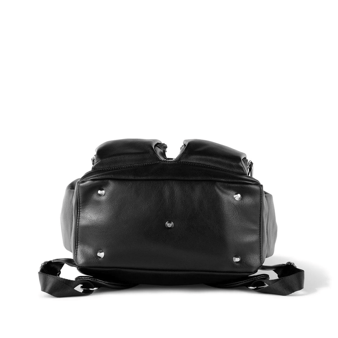 OiOi Signature Nappy Backpack - Black Faux Leather - kateinglishdesigns