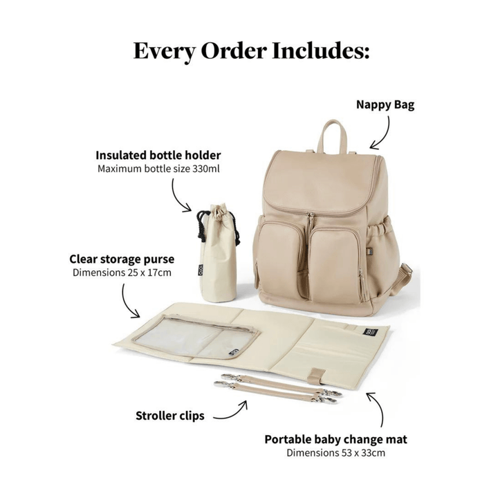 OiOi Signature Nappy Backpack - Oat Faux Leather - kateinglishdesigns