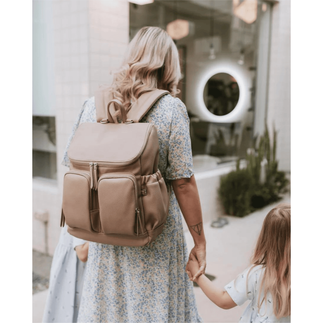 OiOi Signature Nappy Backpack - Oat Faux Leather - kateinglishdesigns