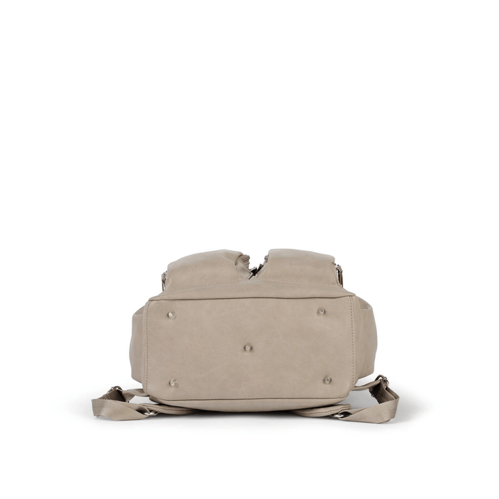 OiOi Signature Nappy Backpack - Taupe Faux Leather - kateinglishdesigns