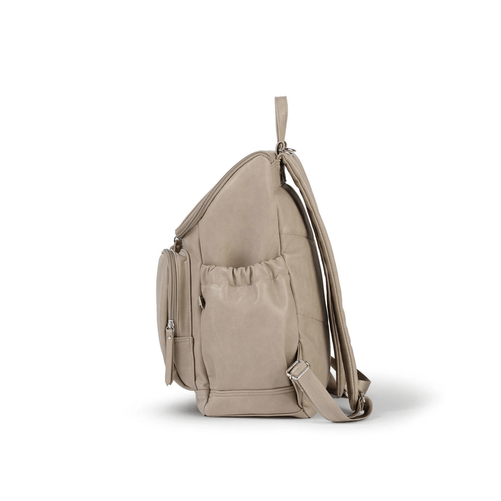 OiOi Signature Nappy Backpack - Taupe Faux Leather - kateinglishdesigns