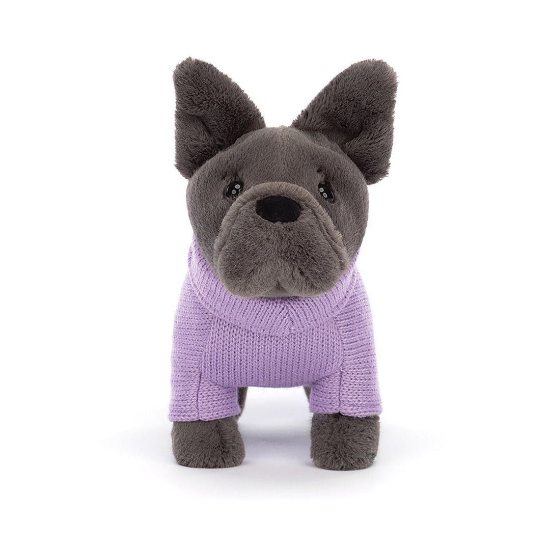 French Bulldog with Purple Jumper