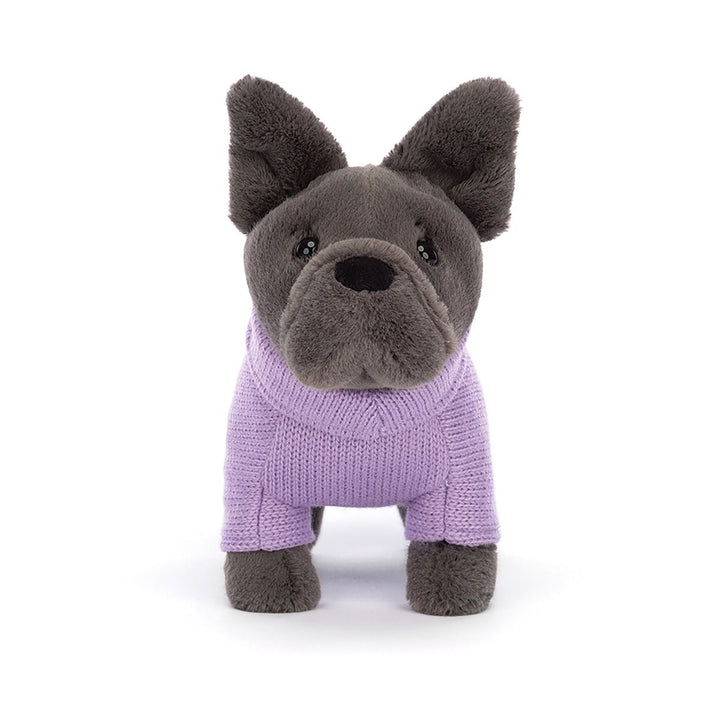 French Bulldog with Purple Jumper