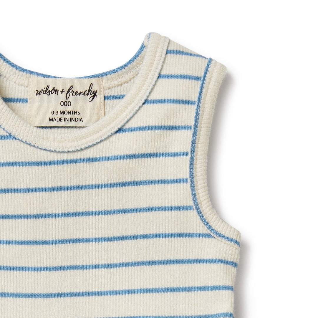 Wilson & Frenchy Petit Blue Organic Ruffle Bodysuit - kateinglishdesigns