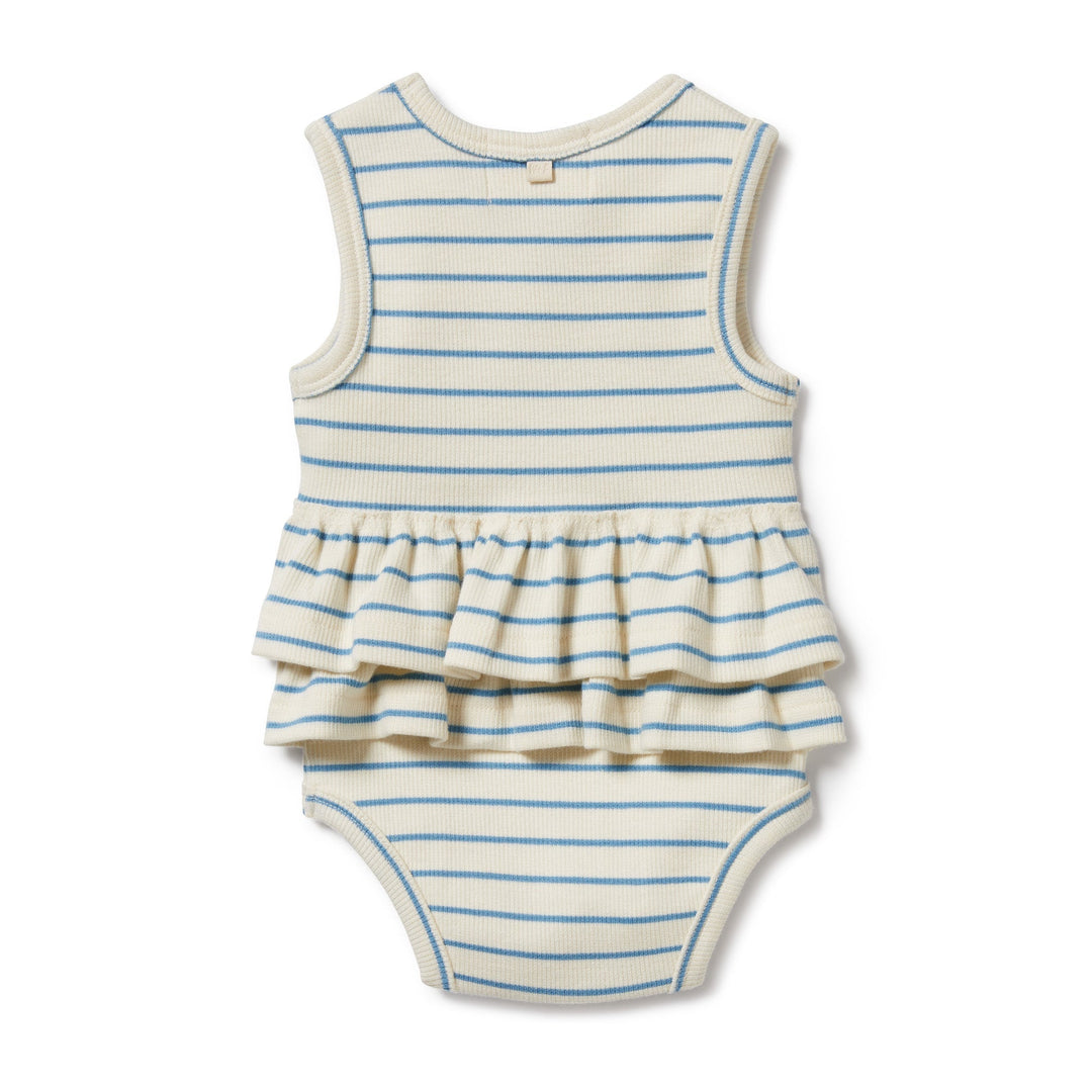 Wilson & Frenchy Petit Blue Organic Ruffle Bodysuit - kateinglishdesigns