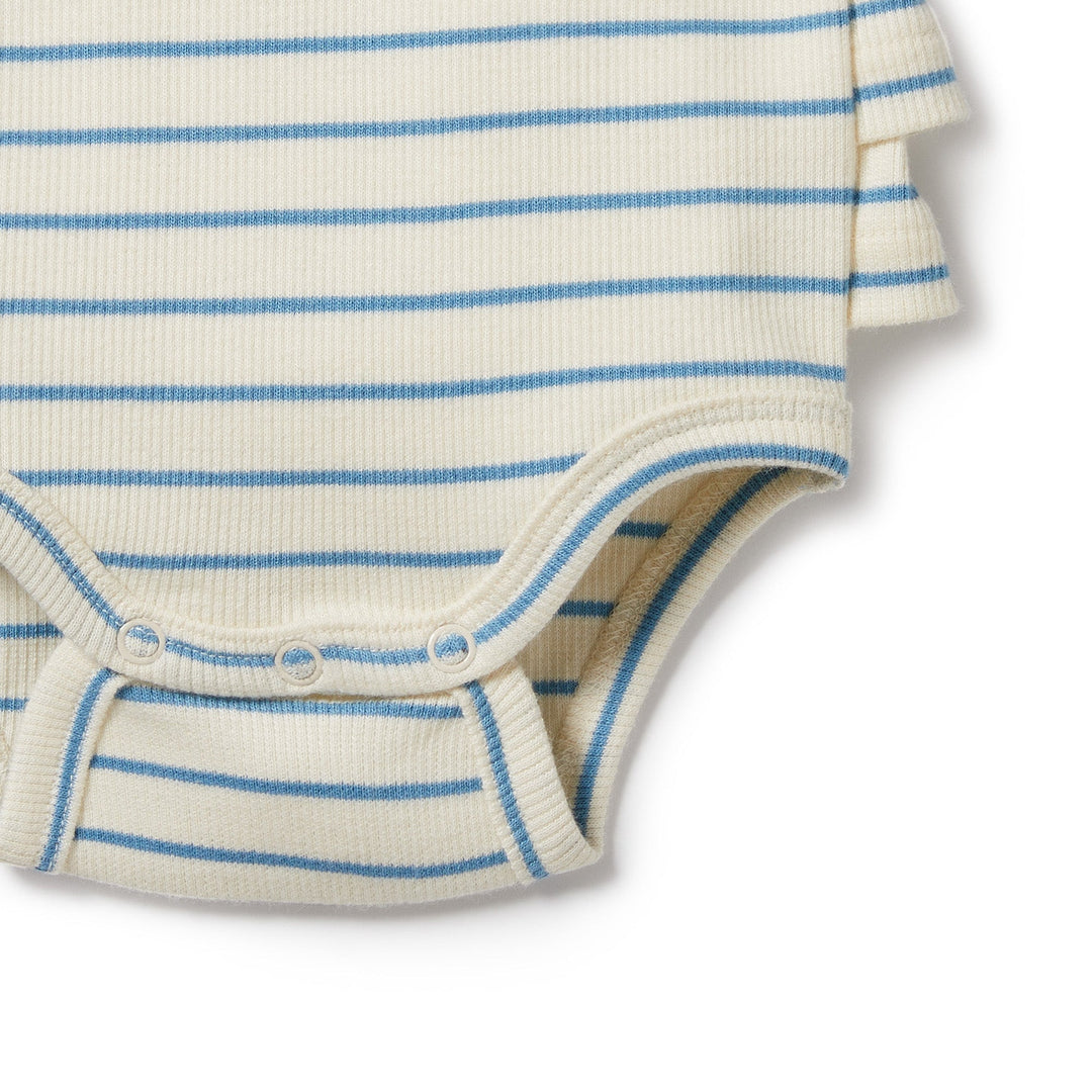 Wilson & Frenchy Petit Blue Organic Ruffle Bodysuit - kateinglishdesigns