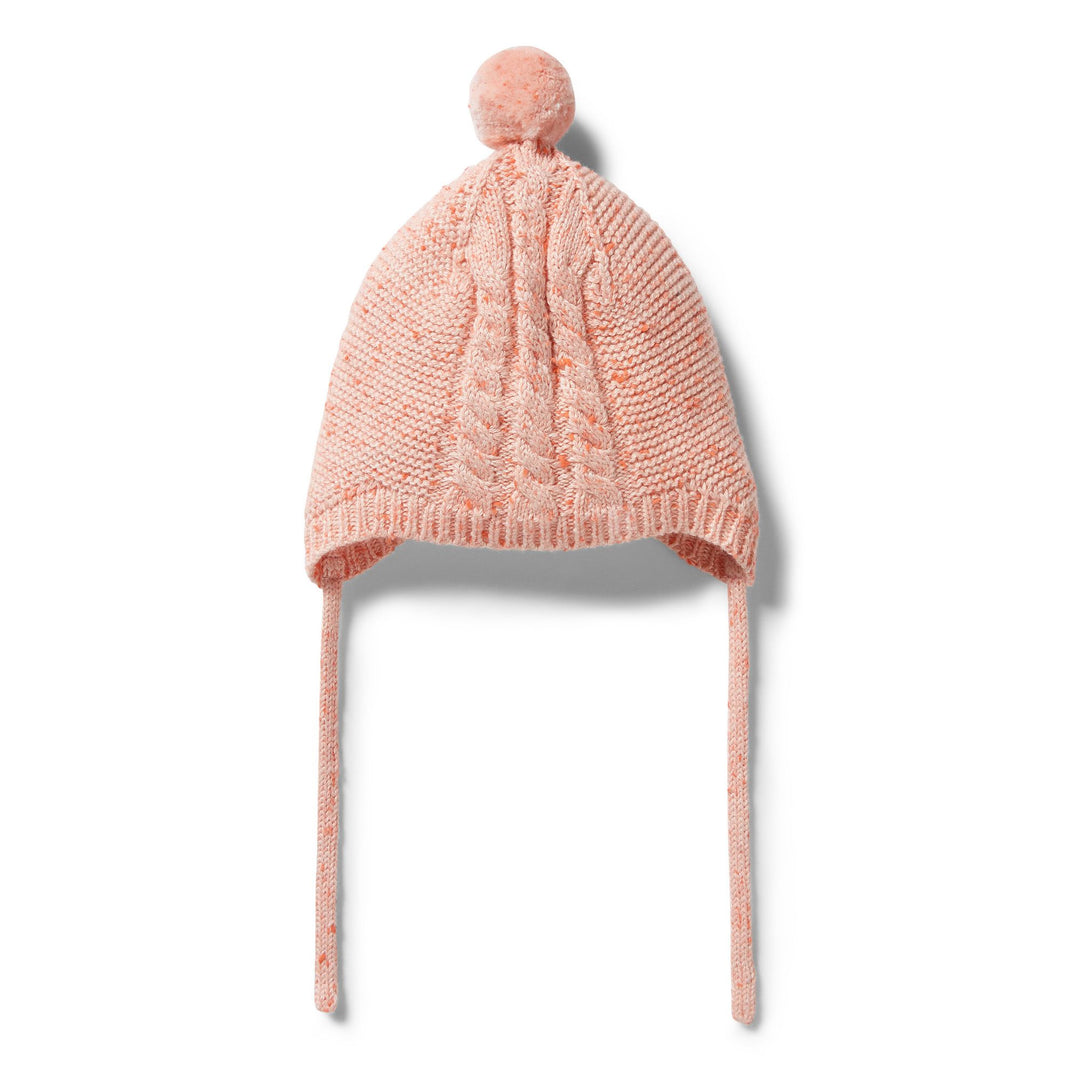 Wilson & Frenchy Knitted Cable Bonnet - Silver Peony Fleck