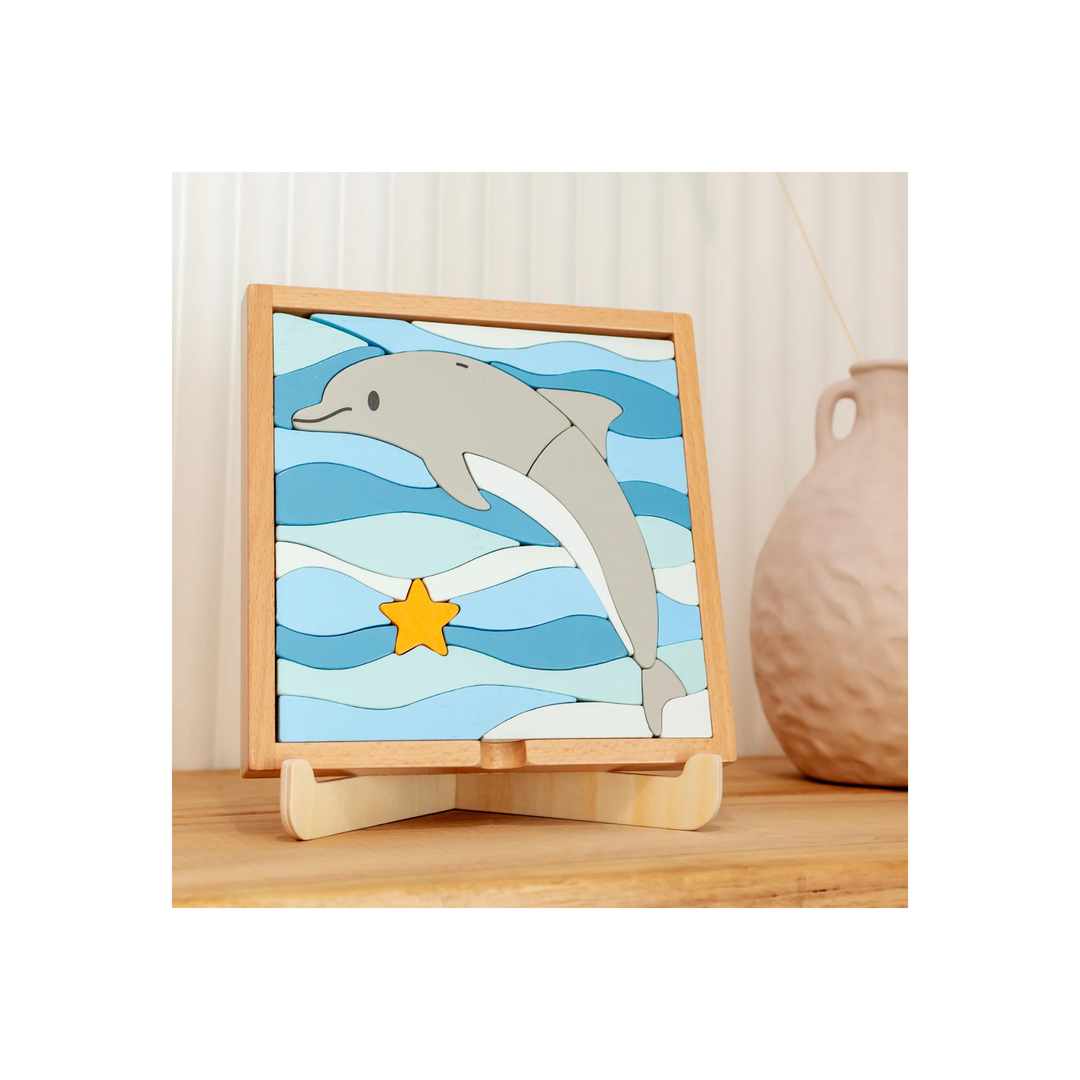 Darel the Dolphin- 3 in 1 Wooden Block Puzzle