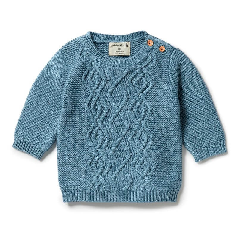 Wilson & Frenchy Knitted Cable Jumper - Bluestone