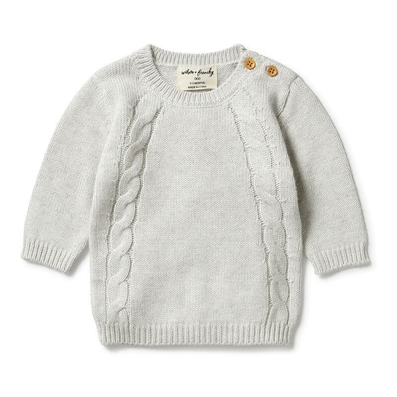 Wilson & Frenchy Knitted Cable Jumper - Grey Melange