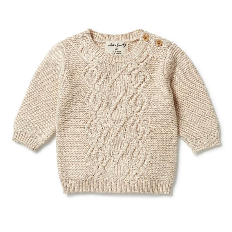 Wilson & Frenchy Knitted Cable Jumper - Oatmeal Melange