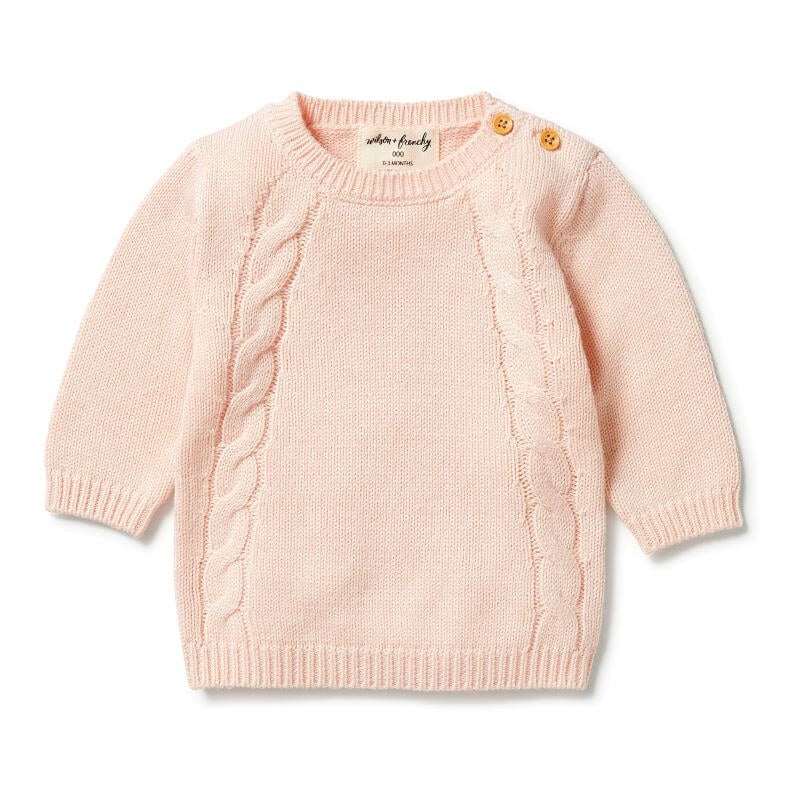 Wilson & Frenchy Knitted Mini Cable Jumper - Blush