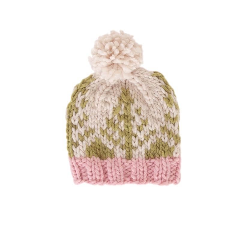 Acorn Kids Forest Beanie - Green and Pink - kateinglishdesigns