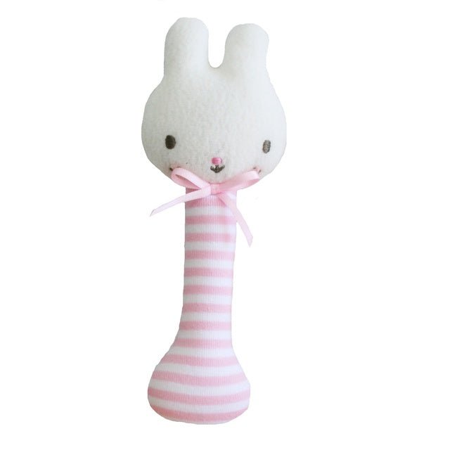 Alimrose Baby Bunny Stick Rattle Pink - kateinglishdesigns