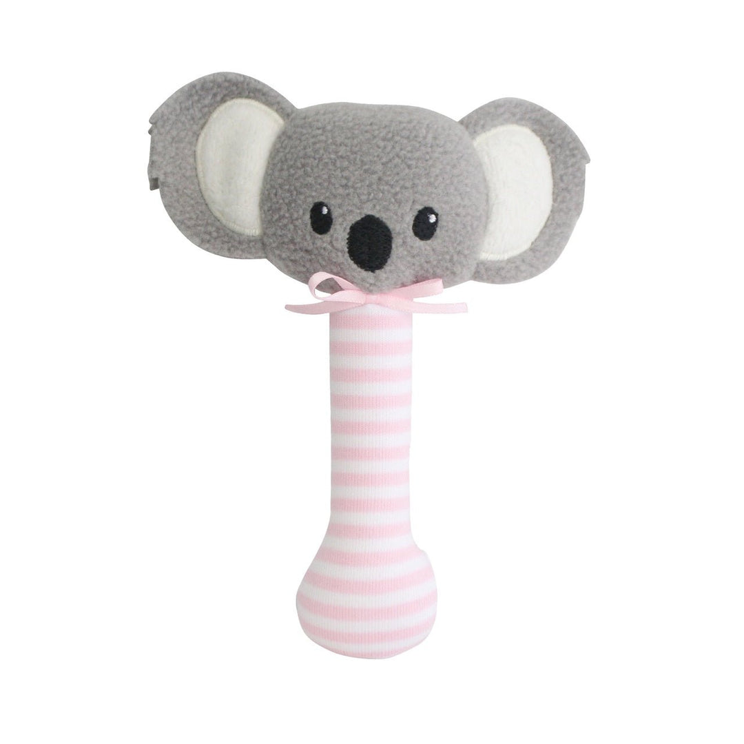 Alimrose Baby Koala Stick Rattle - Pink Stipe - kateinglishdesigns