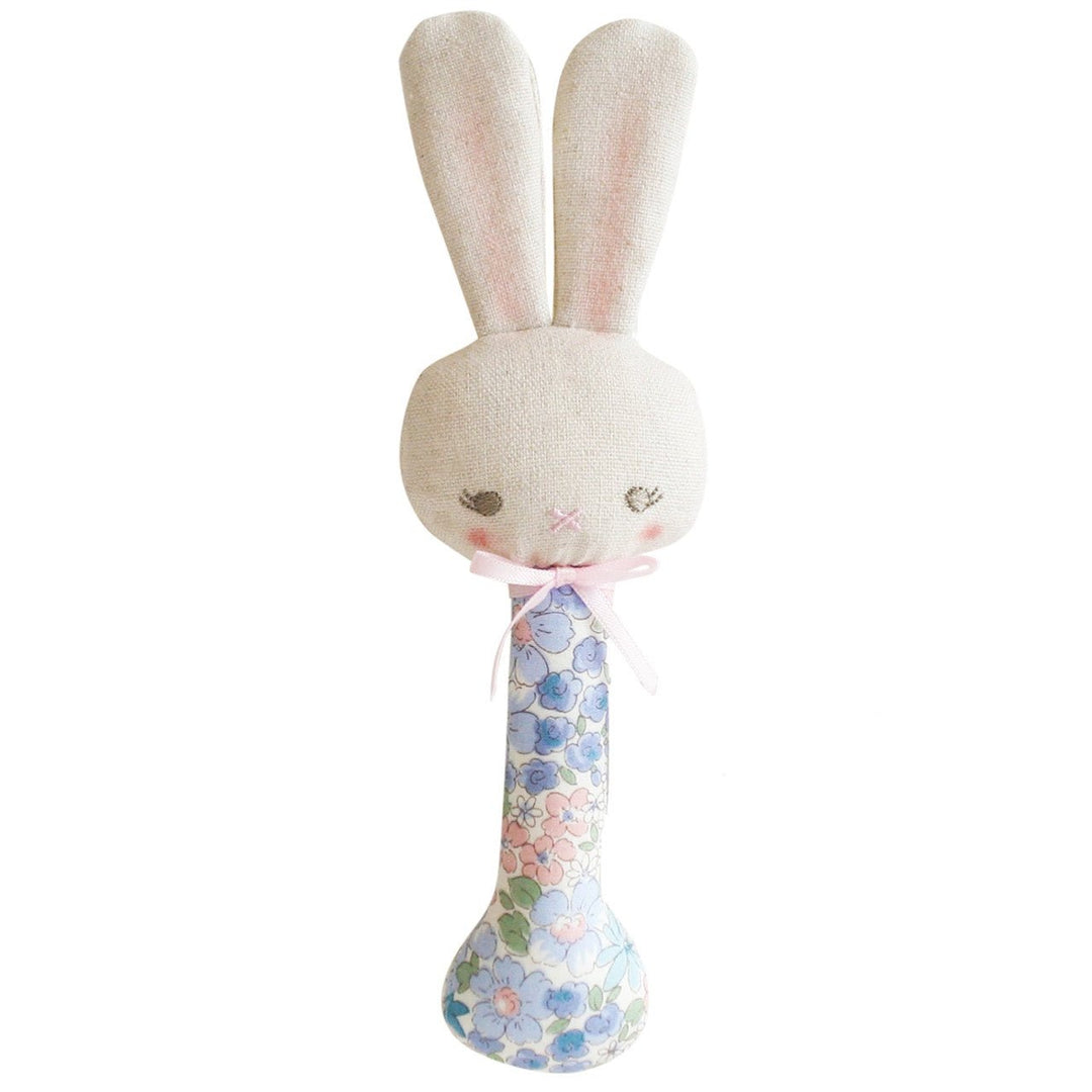 Alimrose Bunny Stick Rattle - Liberty Blue - kateinglishdesigns