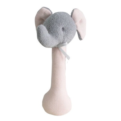 Alimrose Elephant Stick Rattle - Pink - kateinglishdesigns