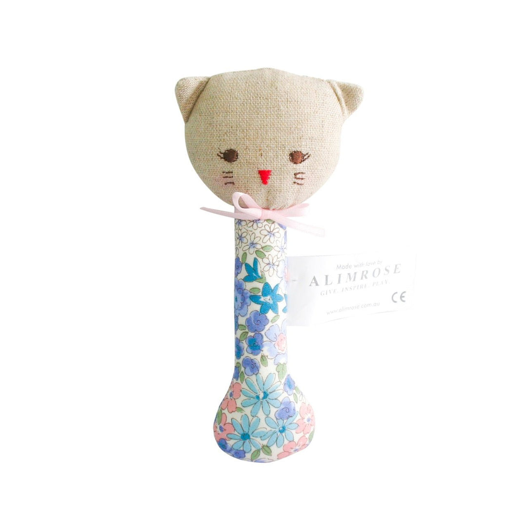 Alimrose Kitty Stick Rattle - Liberty Blue - kateinglishdesigns