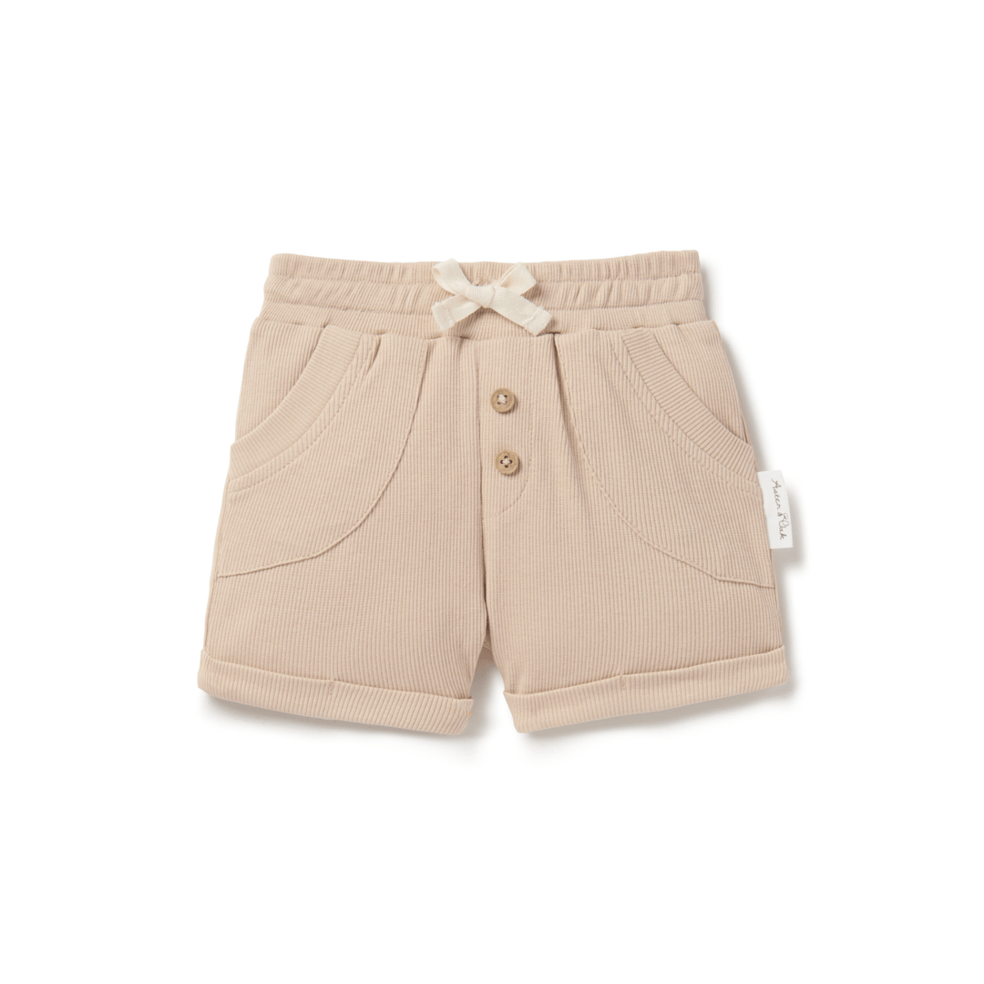 Aster & Oak Taupe Rib Shorts - kateinglishdesigns