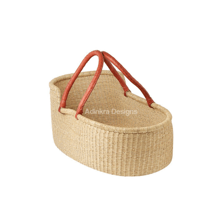 Baby Moses Basket - Natural with Tan Handles - kateinglishdesigns