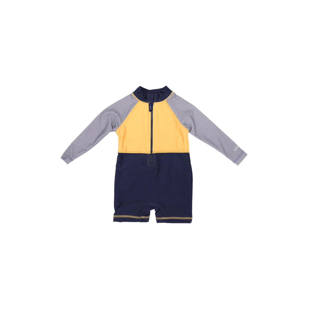 Korango Long Sleeve Zip Swimwear - Mustard/Navy - kateinglishdesigns