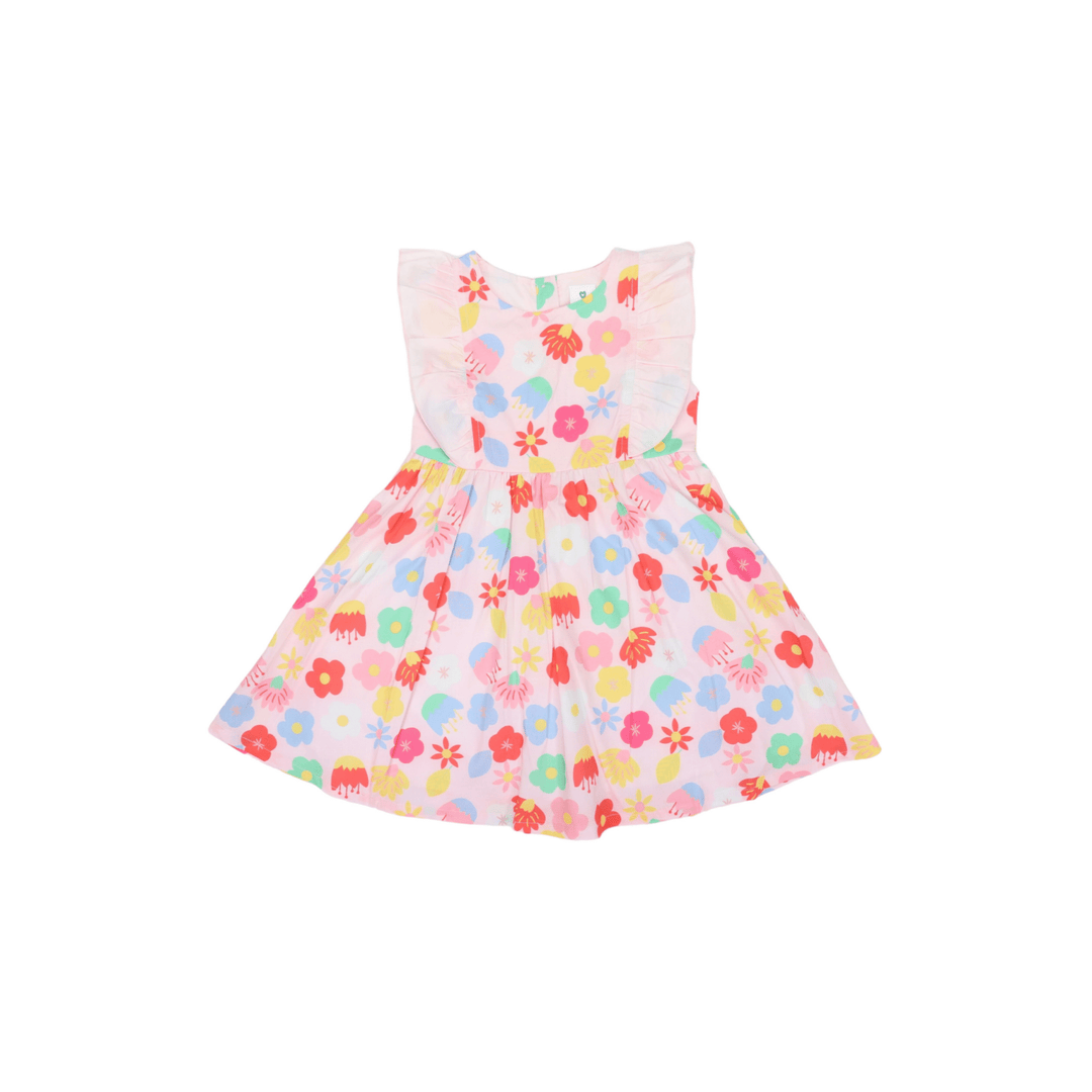 Korango Poplin Flower Frill Dress - Pink - kateinglishdesigns