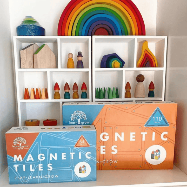 Learn & Grow Toys - Magnetic Tiles - Base Pack (64 Piece) - kateinglishdesigns