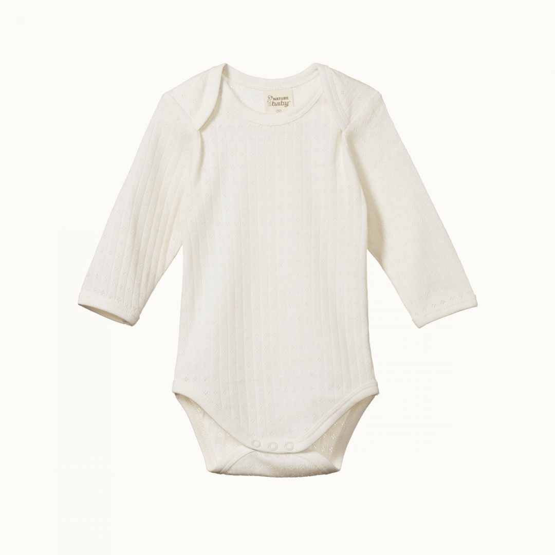 Nature Baby Long Sleeve Pointelle Bodysuit - Natural - kateinglishdesigns