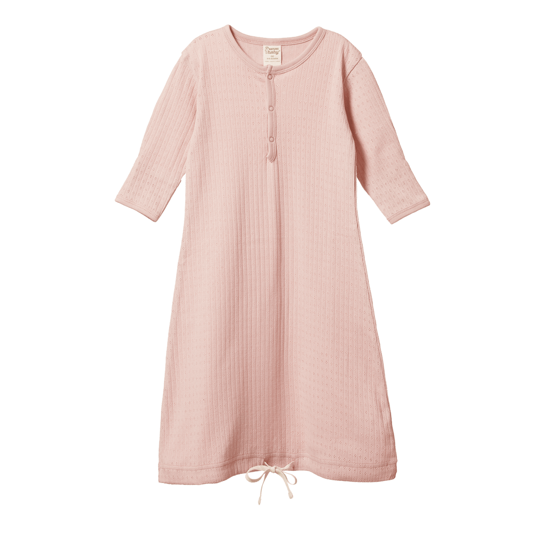 Nature Baby Pointelle Sleeping Gown - Rose Bud - kateinglishdesigns