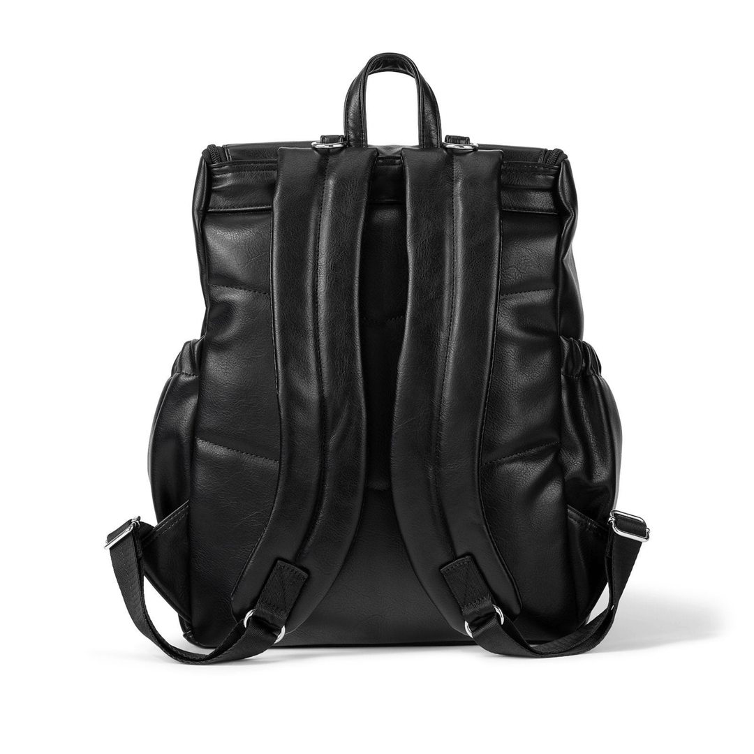 OiOi Signature Nappy Backpack - Black Faux Leather - kateinglishdesigns