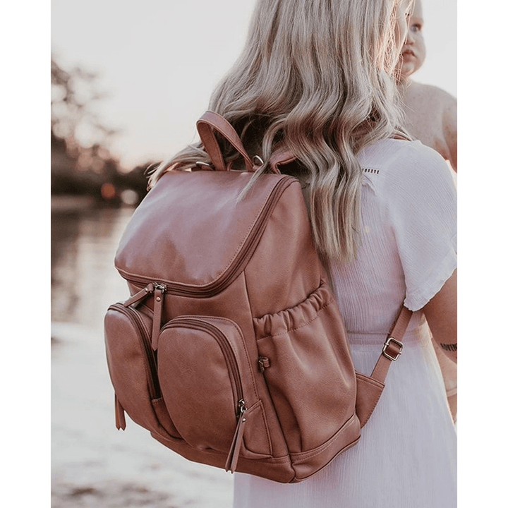 OiOi Signature Nappy Backpack - Dusty Rose Faux Leather - kateinglishdesigns