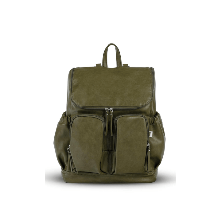 OiOi Signature Nappy Backpack - Olive Faux Leather - kateinglishdesigns