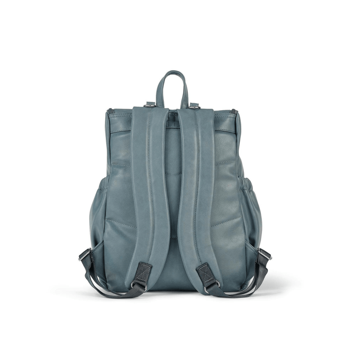 OiOi Signature Nappy Backpack - Stone Blue Faux Leather - kateinglishdesigns